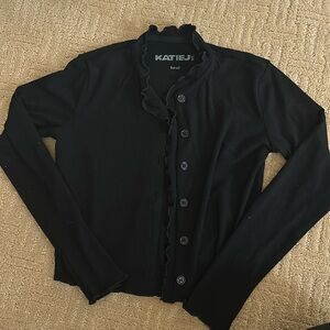 Katie J black ribbed button down cardigan